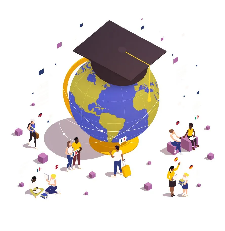 A counsellor holding a globe